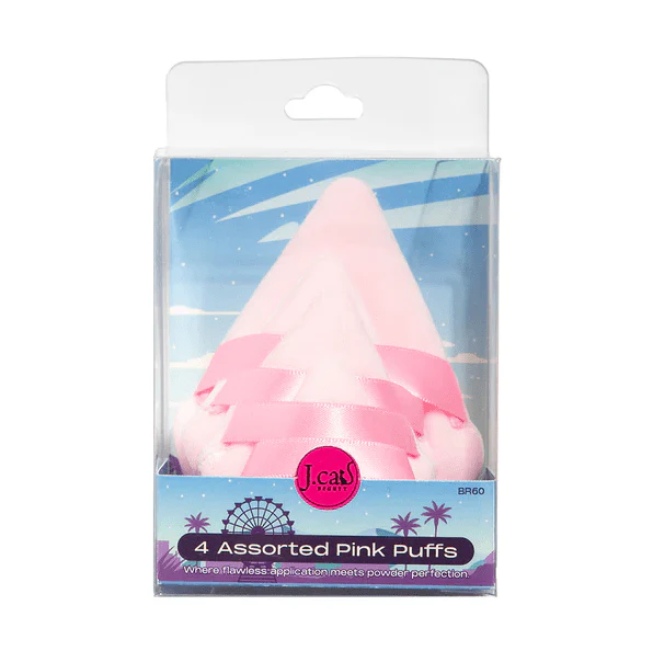 4 Assorted Pink Powder Puffs - Image 4