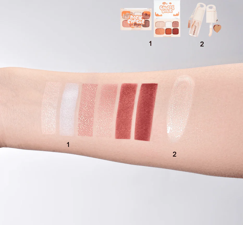 Dark Chocolate Eyeshadow & Highlighter Palette with Lip Gloss - Image 3